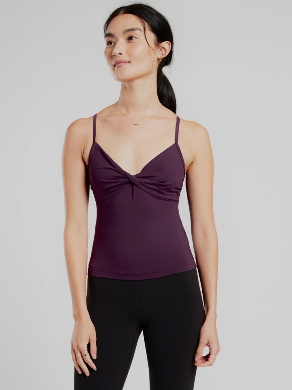 Athleta Plum Twist-Front Spaghetti Tank Top NWOT